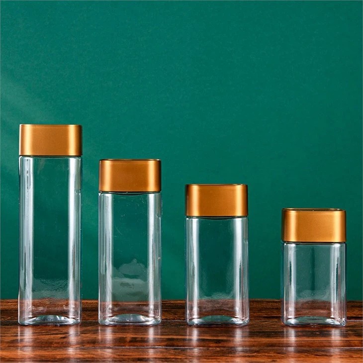 Plastic square jars with lids 500ml made in China     